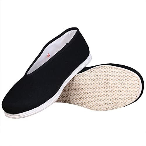 G-LIKE Chaussures chinoises Kungfu Beijing faites à la main en tissu de coton, chaussures traditionnelles pour hommes et femmes, chaussures décontractées Tai Chi plates décontractées, rond, 42.5 EU