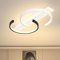 LED Deckenleuchte Dimmbar Deckenlampe Schwarz Wohnzimmerlampe 45W mit Fernbedienung 2-Ringen kreis Deckenleuchte Schlafzimmerlampe Arbeitzimmer Büro Modern Led deckenbeleuchtung-50cm Schwarz Weiß