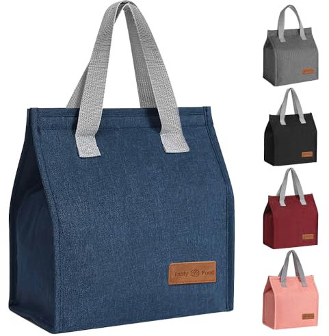 lmytdo Lunch Bags for Women Men, Portable Insulated Lunch Bag Water-Resistant Leak-Proof Lunch Box Tote Bag for Kids Girls Boys Adults, Thermal Cooler Bag for Work School Picnic Travel (Blue)