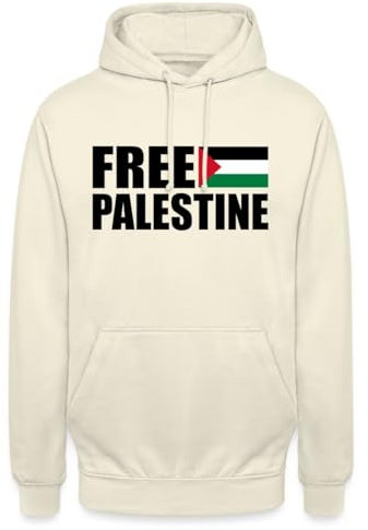 Spreadshirt Free Palestine Flagge Palästina Schwarz Unisex Hoodie, XL, Vanille-Milchshake