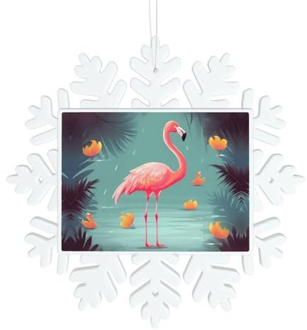 Flamingo-Weihnachts-Schneeflocken-Hängeornament, Weihnachtsbaumschmuck, Heimdekoration, Weihnachtsdekoration, Heimbüro, Geschenkideen.