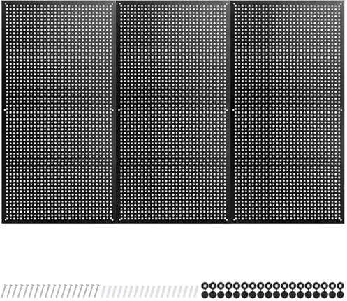Daanxw Lot de 3 panneaux perforés en métal pour rangement de garage, panneaux perforés en acier robuste de 40,6 x 81,3 cm (noir, noir)