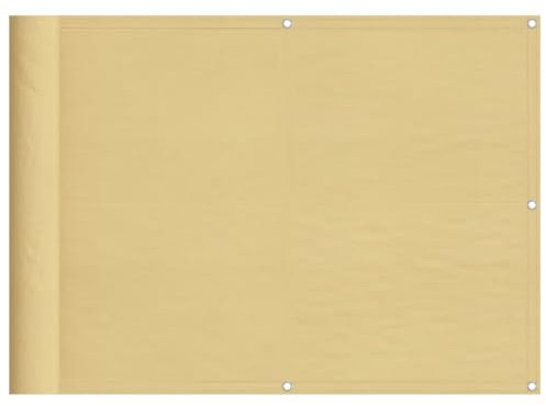vidaXL Balkon Sichtschutz, Balkonbespannung mit Aluminium-Ösen, Balkonverkleidung Wasserfest, Balkonabdeckung Windschutz, Sandfarben 75x1000cm 100% Polyester-Oxford