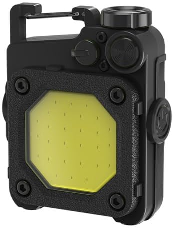 Cob Keychain Flashlight,6 Light Modes Mini Keychain Work Light Rechargeable Small Flashlight with Folding Bracket Magnet Base for Camping Hiking Outdoor Home Emergency