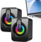 Haut-parleurs avec câble de Bureau, Enceintes pour PC avec câble, 1 Paire d'enceintes avec câble USB pour Ordinateur avec éclairage RGB - Enceintes Plug and de Divertissement à Domicile pour
