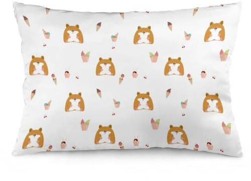 Zhimahou Kissenbezüge mit Hamster-Muster, Eiscreme, Kirsche, Stuhlkissen, Sofakissen, Sitzkissen, Bett-Kissenbezug, 60 x 40 cm