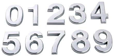 NanTun 3D Silver House Numbers Mailbox Numbers 0-9 Self-Adhesive 2 Inch Stickers for Doors and Mailboxes Hotel Room Apartment Office Cars Trucks