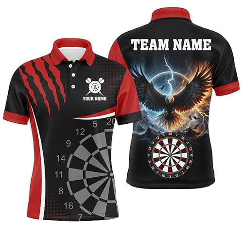3D Adler Dartscheibe Thunder Lightning Herren & Damen Darts-Polos & Quarter-Zip Shirts Individuelle Dart Trikots | Rot T1260