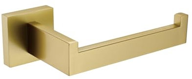 TASTOS Toilet Paper Holder Brushed Gold, Toilet Tissue Roll Holders Dispenser and Hangers Wall Mounted for Bathroom & Kitchen, Stainless Steel Modern Square Style