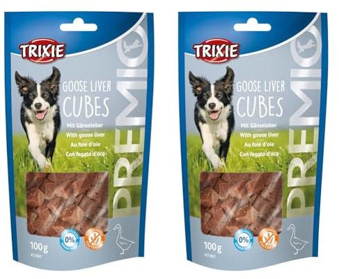 PREMIO Goose Liver Cubes - Trixie Goose Liver Candy for Dogs. 100g Sachet (Pack of 2)