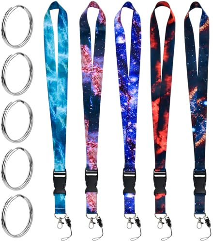 ZOGPLG 5 Pcs Lanière Tour de Cou Clef Cordon Tour de Cou Badge Lanière Tour de Cou Porte Clé laniere tour de cou Colorée avec Boucle Détachable Pour Connecter des Portefeuilles,Clés,Cartes d'identité