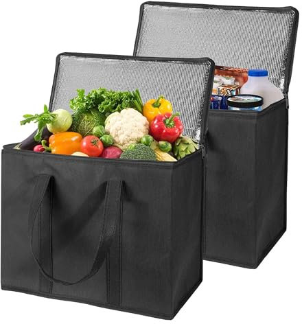 YqsIbth Cooler Bag, 2PCS Insulated Cooler Bag Box, 18L Thermal Food Delivery Bag, Collapsible Cool Bag, Big Cold Bag Picnic, Reusable Insulation Shopping Bags for Shopping Camping Family BBQ Picnic