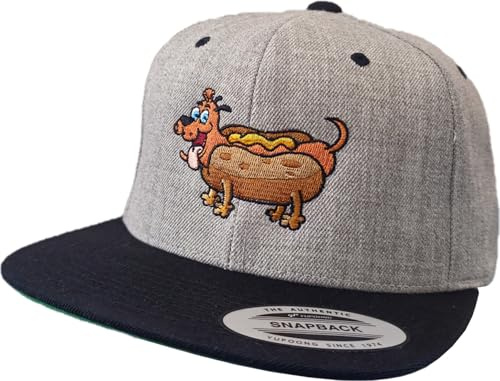 Baddery Cap Snapback - „Hot Dog“ - Bestickte Kappe | Bestickte Dackel Kappe für Herren & Damen - Geschenk für Hundebesitzer