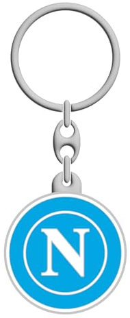 SSC Napoli Portachiavi in Metallo Smaltato con Logo Bianco su Fondo Celeste