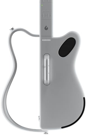 LAVA GENIE Sampler-Gitarre, ohne Saiten, Hunderte von Instrumenten-Presets, eingebauter Lautsprecher, faltbar, abnehmbar, weiß, 30,5 Zoll.