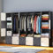 HOMIDEC Armoire modulaire, portable à 24 compartiments pour chambre, avec barre pour suspendre les vêtements et compartiments plus profonds adaptés aux cintres. Noir.