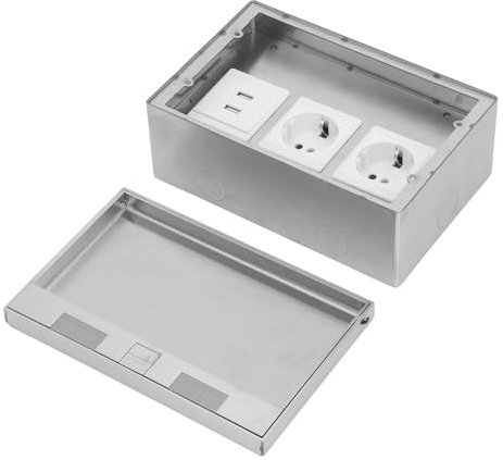 Kit di Uscita Elettrico a Pavimento Incasso con 2 Porta USB Standard e 2, Kit Presa Nascosto in Acciaio Inossidabile 4000W 16A, Installazione Incorporata