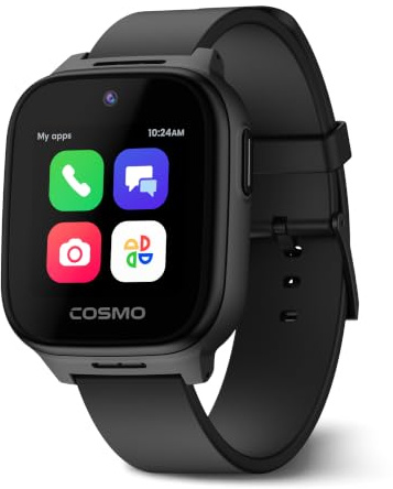 JrTrack 5 Kids Smart Watch by Cosmo | Best Kid-Safe Phone Watch | Precision Real-Time GPS Tracking | Call, Text, Activity, School Settings | Spotify Music | Parental Controls | SOS & Safety Alerts