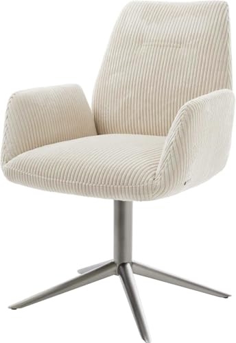 Esszimmerstuhl Zoa-Flex Fußkreuz Graphit Cord Beige 360° drehbar Wippfunktion Taschenfederkern