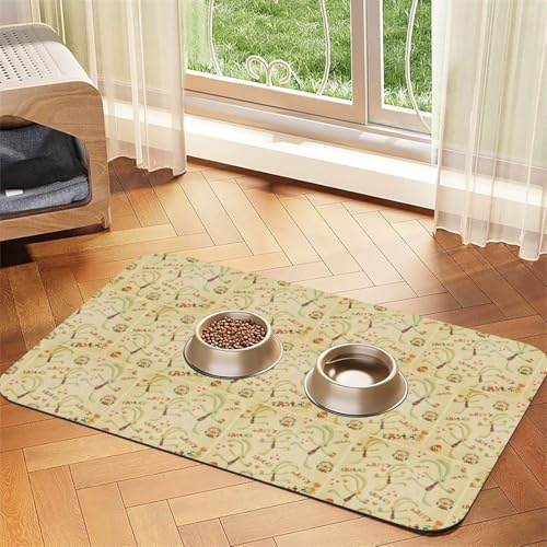 Futtermatte mit Osterhasen-Aufdruck für Hunde und Katzen, saugfähige Leder-Tischdecke, 60 x 40 cm, Katze und Hund
