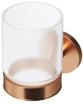 UAOGPLK Rose Gold,Porte-Brosse À Dents, Porte-Gobelet Mural Amovible, Support en Alliage De Zinc + Gobelet en Verre Dépoli pour Salle De Bain, Rangement Multifonctionnel