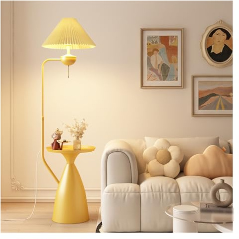 HHRLCH Leichte Bodenleuchte mit Tischlampe für Wohnzimmer Tischlampe aus Eisen mit Stoffton Stehleuchten mit Tisch Tischlampen für Schlafzimmer