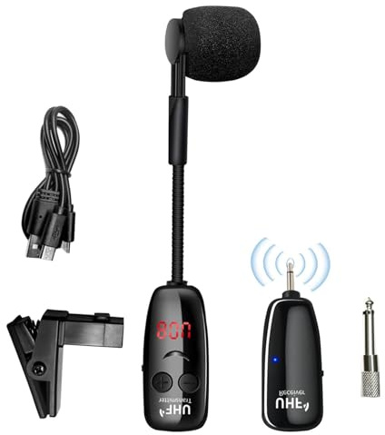 Trumpet Microphone Clip On Pickup System | with LED Digital Screen Up To 160ft Range Flute Microphone for Acoustic Guitar Piano Flute Trumpet