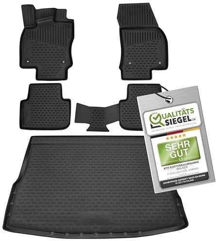 WALSER Bandeja maletero & alfombrillas de goma para VW Tiguan (AD1, AX1) 01/2016-04/2024, 100% a medida, alfombrilla antideslizante, alfombrillas de goma
