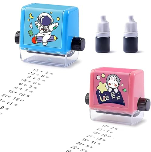 Tampon, Tampon Enfant, Tampons Enfants, Lot de 2 Tampons à Rouleaux de Mathématiques pour Addition et Soustraction, Jouets Éducatifs pour Pratique de Calcul