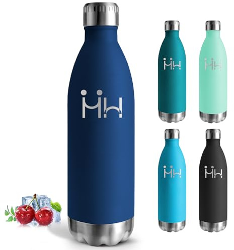 Borraccia Termica, Borraccia 1 litro, Senza BPA, Borraccie Acciaio Inox, Senza Perdite, Bottiglia Termica, Acciaio Inossidabile 18/8, Borracce per Corsa, Picnic, Fitness, Arrampicata