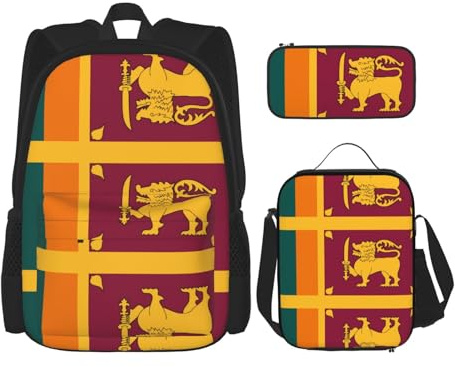 CNTDBU Rucksack mit Sri Lanka-Flagge, 3-in-1-Reisetasche für Pendler, isolierte Lunchtasche für die Arbeit mit Laptophülle