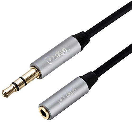 Audio Auxiliary Stereo Extension Cable 3.5mm Male to Female Silver, Gold Plated Stereo Jack Cord for Mobile Phones, Headphones, Speakers, Tablets, PCs, MP3 Players (1M)