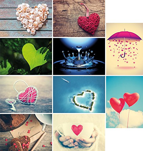 20 Liebes-postkarten im Set (10 Motive mit jeweils 2 Postkarten), Love-cards, Liebe, Herzen, Hochzeit (Set 2)