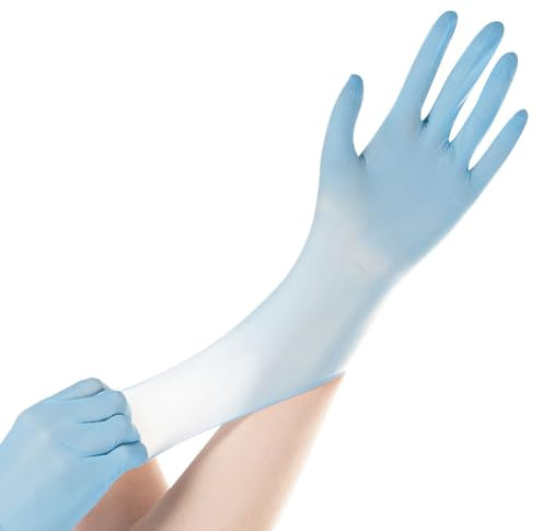 1000x Hygostar Einweghandschuhe Safe Super Stretch, Einmalhandschuhe Größe XS, reißfeste Nitrilhandschuhe, puderfrei, latexfreie Gummihandschuhe, Handschuhe Einweg, Blau in XS, S, M, L, & XL