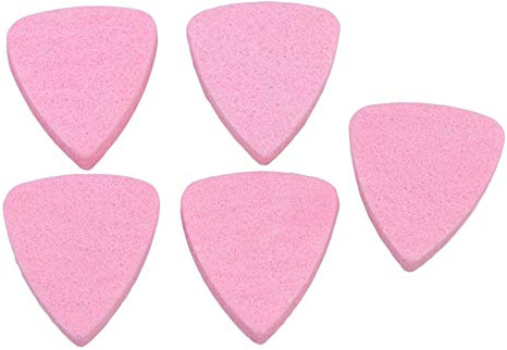 Mxfans Gitarren Filz Plektren Pink für Ukulele Bass 5er Pack | Weiche Filz-Plektren, rosafarben. Ideal für Gitarre, Ukulele usw. Saitenschonend, warmer Ton Langlebig, angenehm zu halten