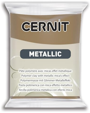 CERNIT CE0870056059C - Block Modelliermasse (Polymer) METALLIC, ofenhärtend, sofort gebrauchsfähig, 56g, geeignet für DIY, Schmuck und Figuren, für Einsteiger und Hobbykünstler, Antikbronze, 1 Stück