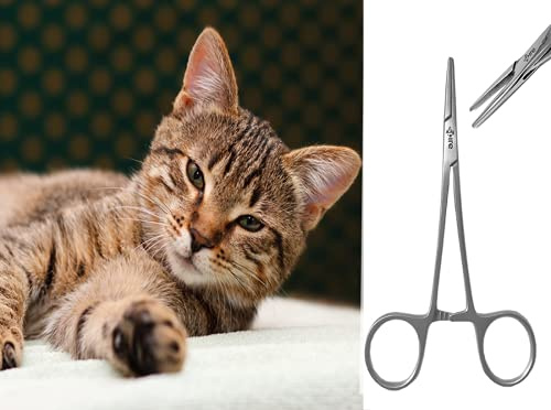 Sunlike 12,5 cm pour chien et chat Hemostat Pince ciseaux oreille Cheveux Pince de serrage en acier inoxydable de haute qualité Cheveux Extracteur Remover avec verrouillage à cliquet