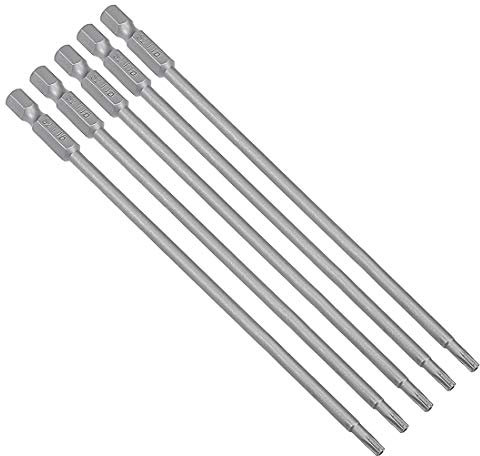 sourcing map 5 puntas de destornillador Torx de seguridad magnética de 1/4 pulgadas T15 de 150 mm de longitud