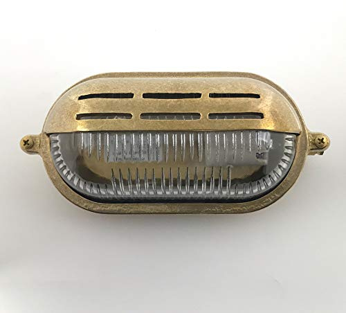 KsH und Co IP64 Messingschott Leichte ovale Messingschottleuchte mit Ösenabdeckung