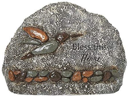 Roman Garten – Kolibri-Gartenstein, 5,5 h, Gartenkollektion, Harz und Stein, dekorativ, Gartengeschenk, Heim-Outdoor-Dekoration, langlebig, langlebig