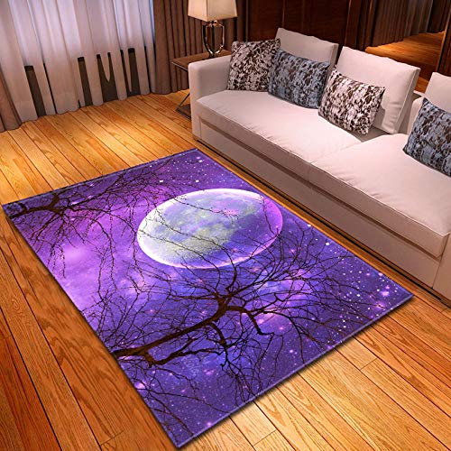 YQZS Teppich Schlafzimmer Teppich Orientteppich Lila Mondschein weiche Pflegeleicht Teppiche für Wohnzimmer Schlafzimmer,160X230cm(63X90inch)