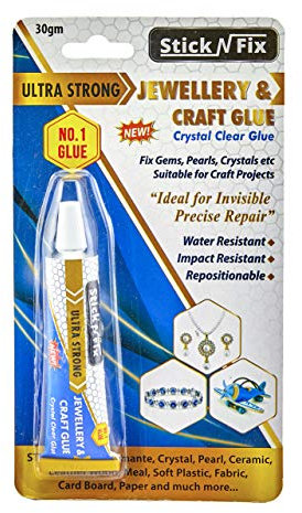 STICK N FIX Jewellery & Craft Glue Repair Mend Jewelry Ultra Strong Crystal Clear Finish Waterproof Repositionable