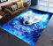 CLYDX Teppich Wolf Bettvorleger Schlafzimmer Kurzflor Wohnzimmerteppich rutschfest Yogamatte 3D-Druck Tierwolf Weihnachten Kinderzimmerteppich Waschbar 120x160 cm