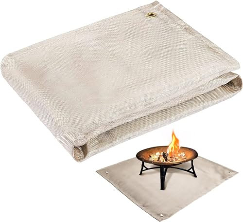 Alfombrilla protectora para chimenea, portátil, para patio, resistente a altas temperaturas, resistente al fuego, tapete para suelo de estufa para cubierta, patio, césped, camping, barbacoa
