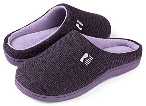 RockDove Women's Original Two-Tone Memory Foam Slipper, Size 7/8 UK Women, Eggplant