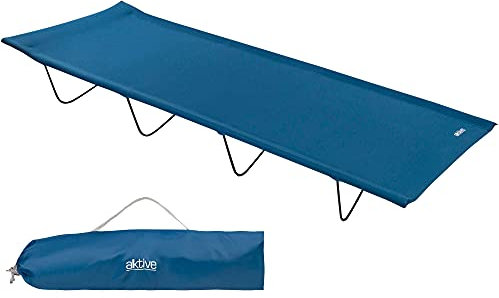 Aktive 52859 - Tumbona plegable, cama plegable camping, tumbona playa, tumbona plegable exterior, hamaca jardín, tumbona resistente, azul marino, 100Kg, 180x60x18 cm