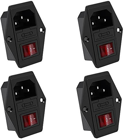 YIXISI 4 Pezzi IEC320 C14 10A 250V Spinotto adattatore maschio, 3-in-1 Modulo di Ingresso Connettore, 3 Pin Fusibile Presa di Corrente Maschio con Interruttore, Fusibile e Lampada