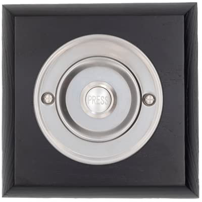 Modern Living Square Wireless Doorbell in Black Ash and Brushed Nickel - Nickel Press - No Chime