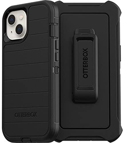 OtterBox iPhone 13 (ONLY) Defender Series Case - BLACK, rugged & durable, with port protection, includes holster clip kickstand