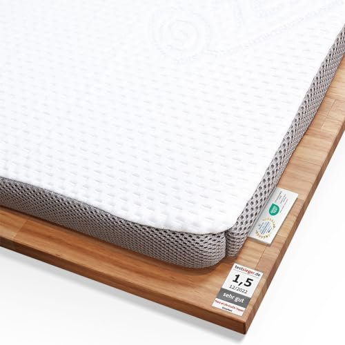 Topper 140x200cm EcoON, Testsieger 2022, Ergonomische Memory Schaum Auflage, Atmungsaktiv & Feuchtigkeitsregulierend, Nachhaltiger & umweltschonender Tencel-Bezug, Matratzen-Topper 140 x 200 x 6